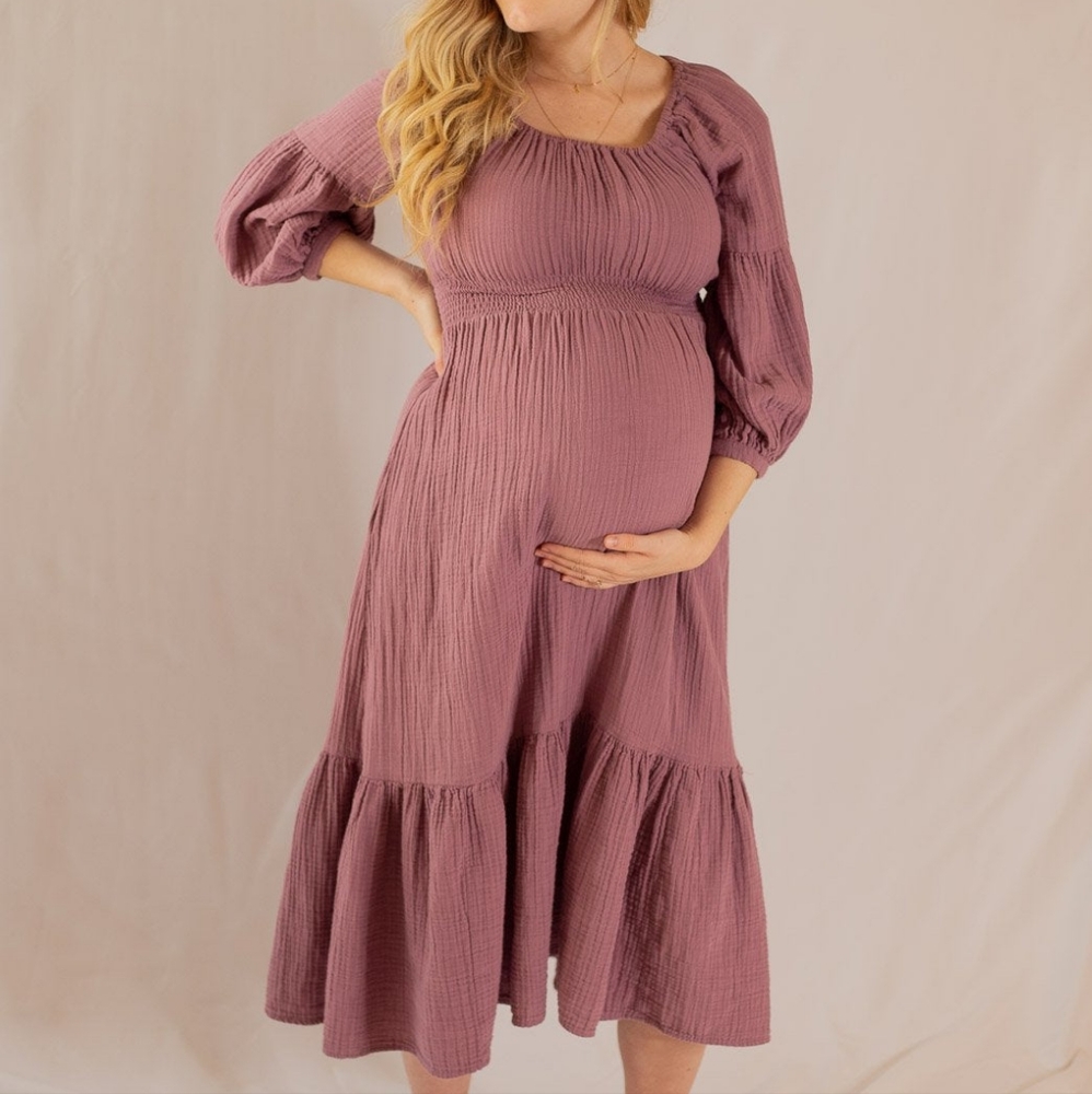 Mauve / dusty rose maternity and nursing friendly dress